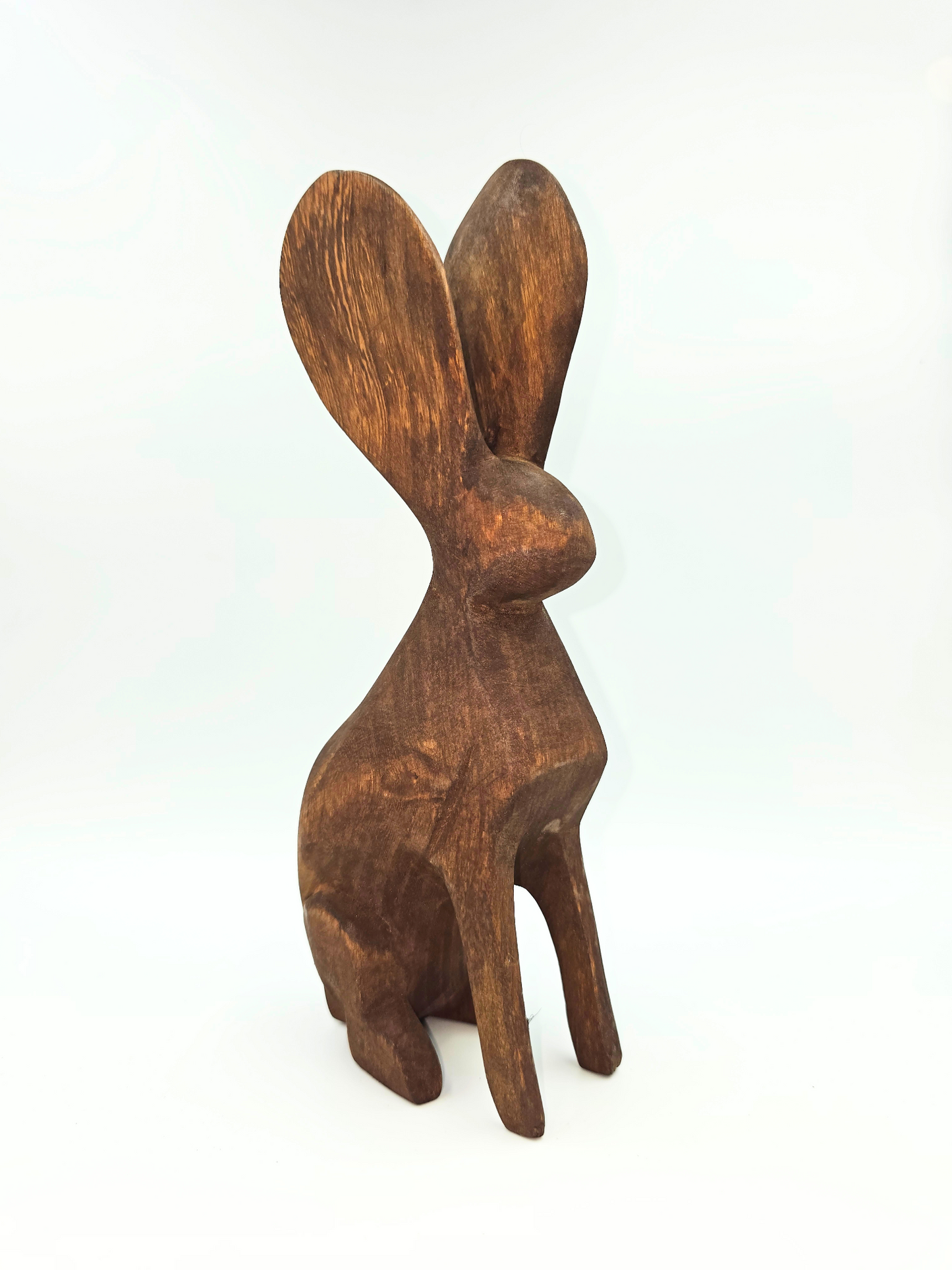 Hand Carved Wooden Bunny - Brown