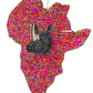 Beaded African Continent with Rhino