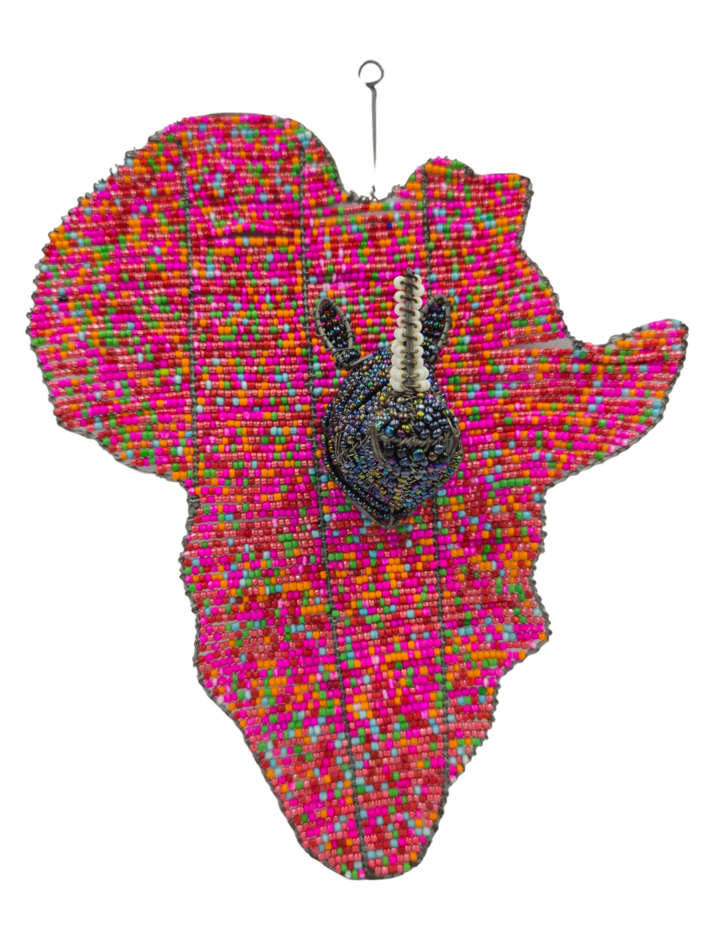 Beaded African Continent with Rhino