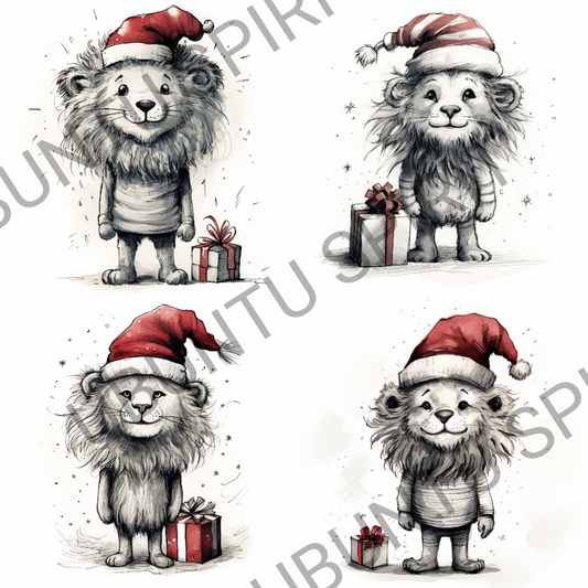Cute Little Christmas Lion Coasters