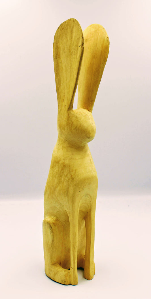 Hand Carved Wooden Bunny - Natural