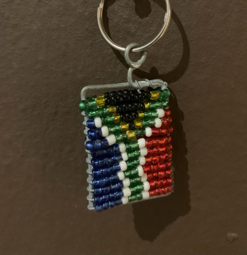 Beaded South African Flag Keyring