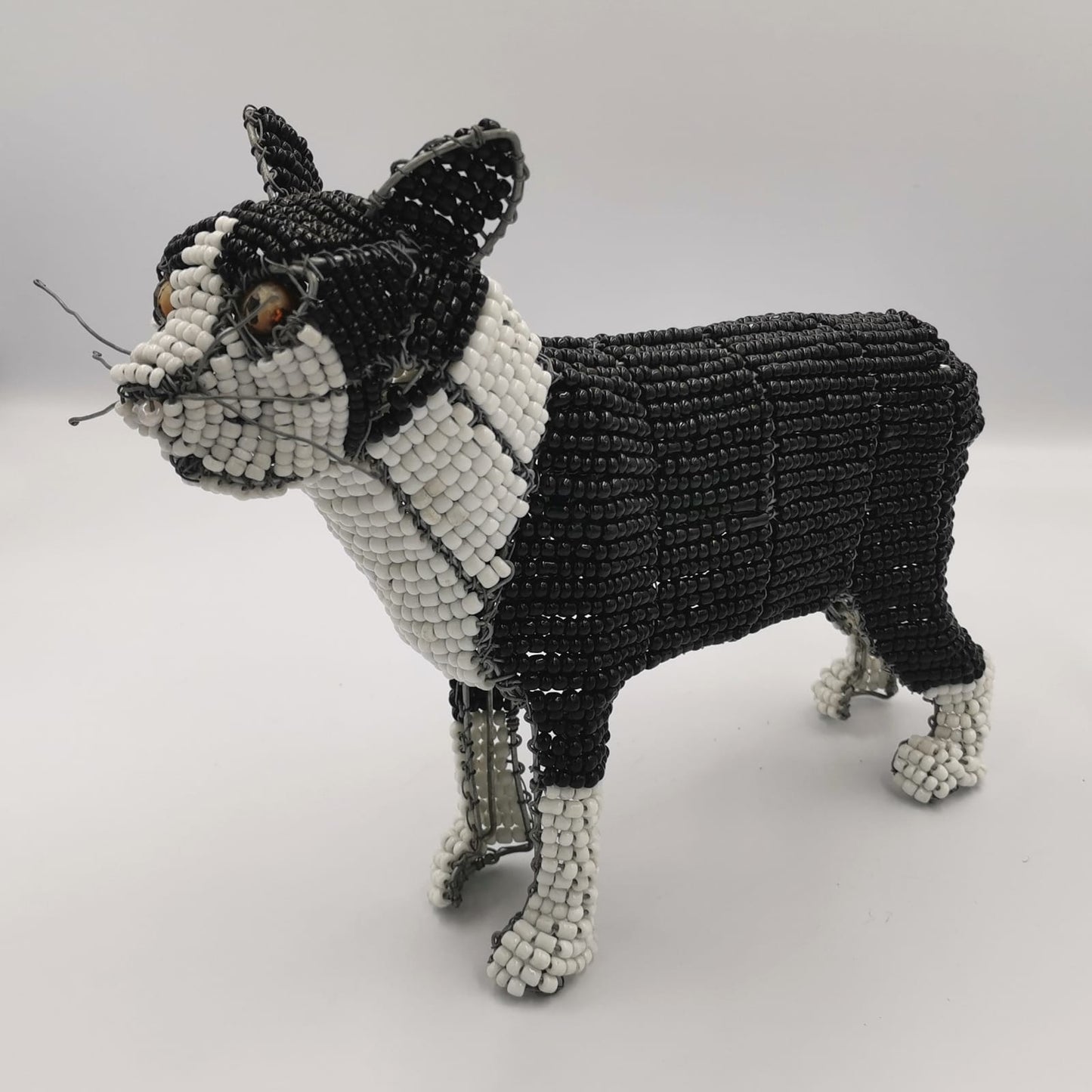 Beaded Black & White Cat