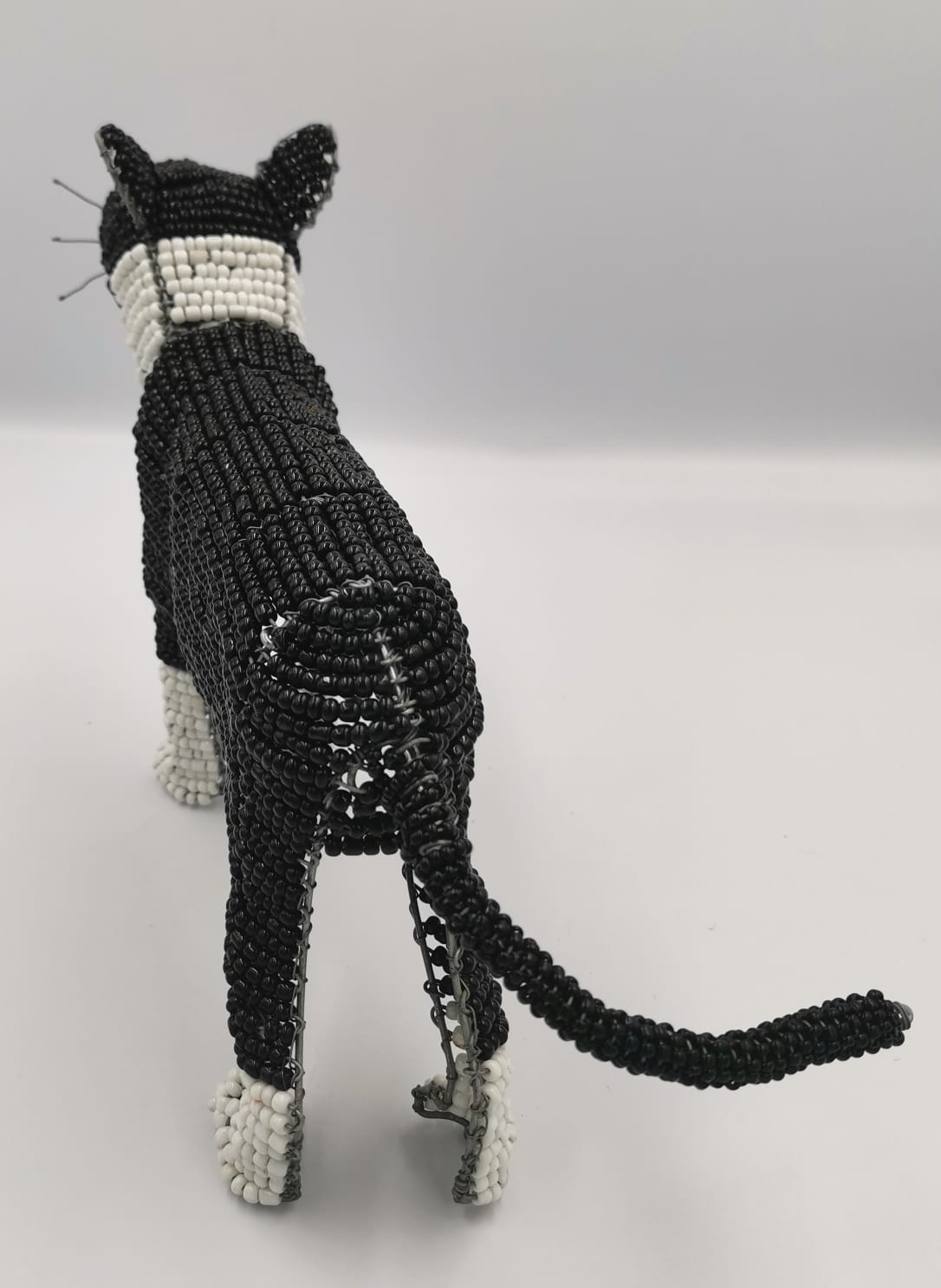 Beaded Black & White Cat