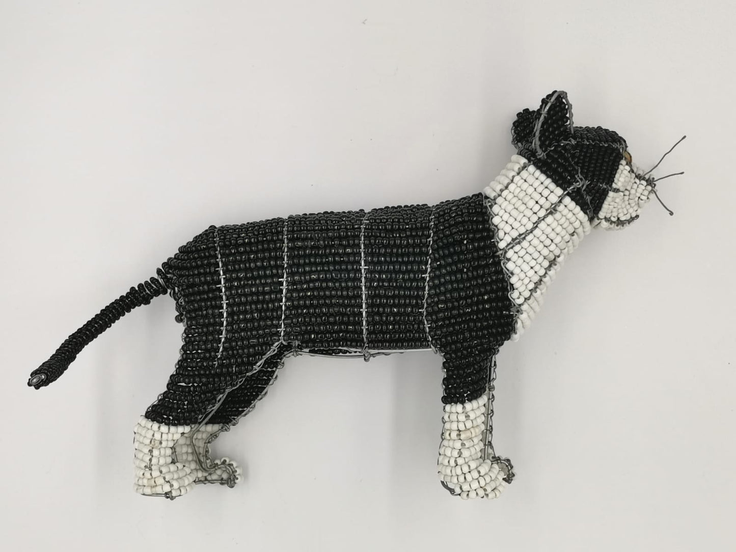 Beaded Black & White Cat